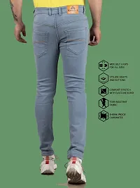 Stylish Blue Denim Solid Mid-Rise Jeans For Men-thumb1