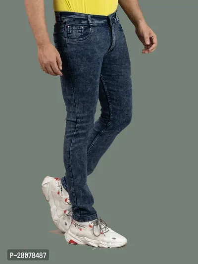 Stylish Grey Denim Solid Mid-Rise Jeans For Men-thumb3