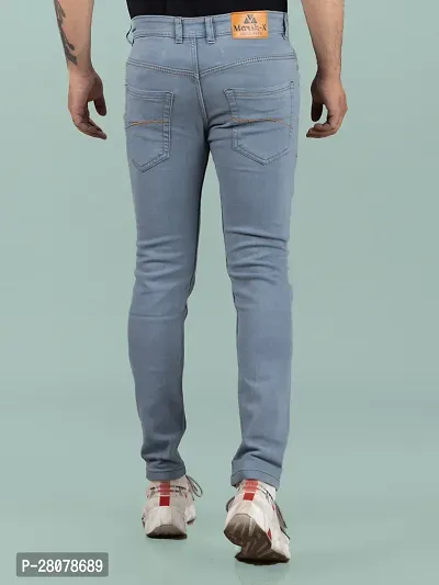 Stylish Grey Denim Solid Mid-Rise Jeans For Men-thumb2