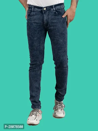 Stylish Grey Denim Solid Mid-Rise Jeans For Men-thumb4