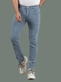 Stylish Grey Denim Solid Mid-Rise Jeans For Men-thumb3