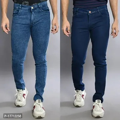 Comfortable Blue Denim Mid-Rise Jeans For Men Pack Of 2
