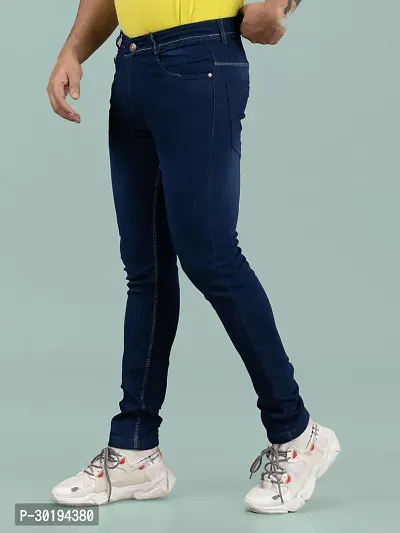 Stylish Blue Denim Faded Mid-Rise Jeans For Men-thumb0