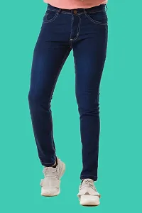 Stylish Blue Denim Solid Mid-Rise Jeans For Men-thumb1