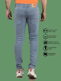 Stylish Blue Denim Solid Mid-Rise Jeans For Men-thumb1