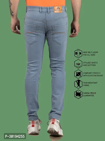 Stylish Blue Denim Solid Mid-Rise Jeans For Men-thumb2