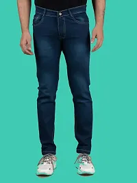 Stylish Blue Denim Faded Mid-Rise Jeans For Men-thumb2