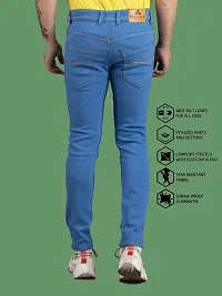 Stylish Blue Denim Solid Mid-Rise Jeans For Men-thumb1