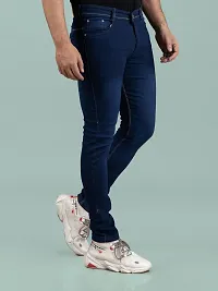 Stylish Blue Denim Solid Mid-Rise Jeans For Men-thumb2