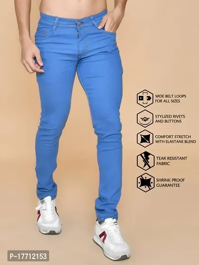 Comfortable Blue Denim Mid-Rise Jeans For Men-thumb0