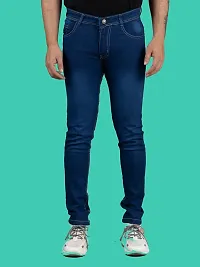 Stylish Blue Denim Solid Mid-Rise Jeans For Men-thumb4