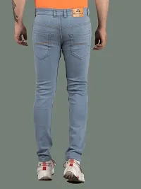 Stylish Grey Denim Solid Mid-Rise Jeans For Men-thumb1