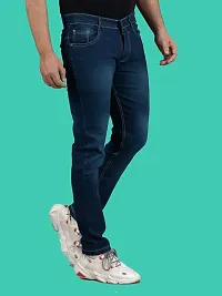 Stylish Blue Denim Faded Mid-Rise Jeans For Men-thumb1