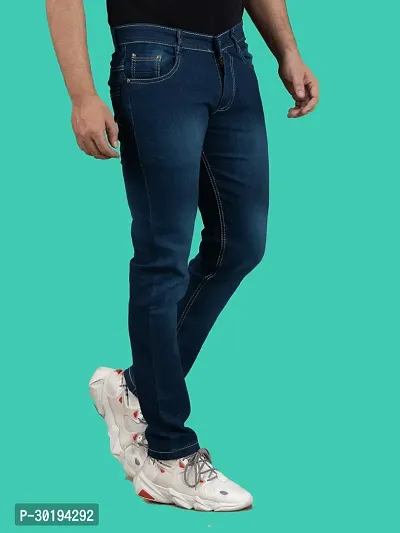 Stylish Blue Denim Faded Mid-Rise Jeans For Men-thumb2