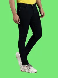 Stylish Black Denim Solid Mid-Rise Jeans For Men-thumb2