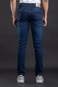 Stylish Blue Denim Solid Mid-Rise Jeans For Men-thumb1