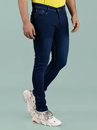 Stylish Blue Denim Solid Mid-Rise Jeans For Men-thumb1