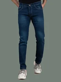 Stylish Blue Denim Faded Mid-Rise Jeans For Men-thumb2