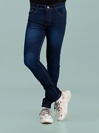 Stylish Blue Denim Faded Mid-Rise Jeans For Men-thumb3