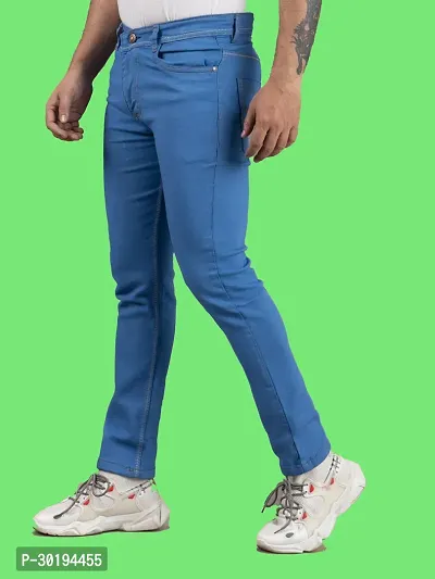 Stylish Blue Denim Solid Mid-Rise Jeans For Men-thumb4