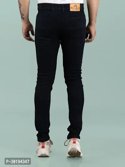 Stylish Black Denim Solid Mid-Rise Jeans For Men-thumb2