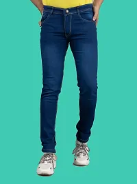 Stylish Blue Denim Solid Mid-Rise Jeans For Men-thumb3