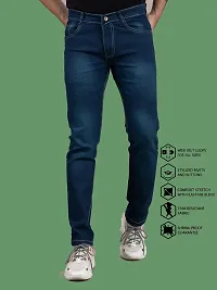 Stylish Blue Denim Faded Mid-Rise Jeans For Men-thumb3