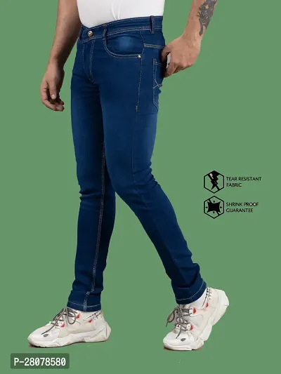 Stylish Blue Denim Solid Mid-Rise Jeans For Men-thumb0