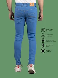 Stylish Blue Denim Solid Mid-Rise Jeans For Men-thumb1