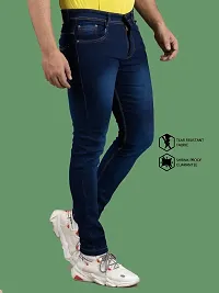 Stylish Blue Denim Solid Mid-Rise Jeans For Men-thumb2