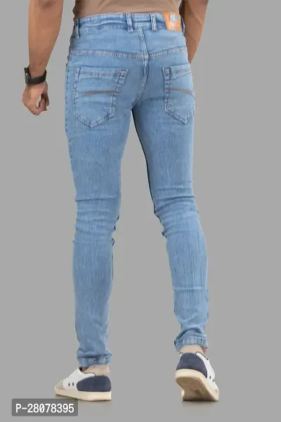 Stylish Blue Denim Solid Mid-Rise Jeans For Men-thumb2