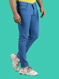 Stylish Blue Denim Solid Mid-Rise Jeans For Men-thumb2