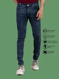 Stylish Blue Denim Faded Mid-Rise Jeans For Men-thumb2