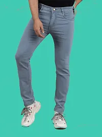 Stylish Grey Denim Solid Mid-Rise Jeans For Men-thumb3