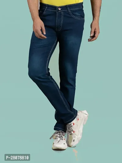 Stylish Green Denim Solid Mid-Rise Jeans For Men-thumb0