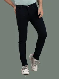 Stylish Black Denim Solid Mid-Rise Jeans For Men-thumb2