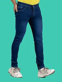 Stylish Blue Denim Solid Mid-Rise Jeans For Men-thumb2