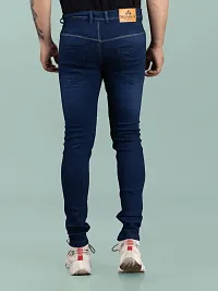 Stylish Blue Denim Solid Mid-Rise Jeans For Men-thumb1