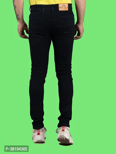 Stylish Black Denim Solid Mid-Rise Jeans For Men-thumb2