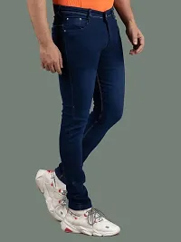 Stylish Blue Denim Solid Mid-Rise Jeans For Men-thumb2