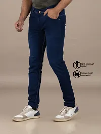 Stylish Blue Denim Solid Mid-Rise Jeans For Men-thumb3