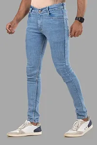 Stylish Blue Denim Solid Mid-Rise Jeans For Men-thumb3