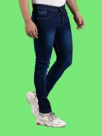 Stylish Blue Denim Solid Mid-Rise Jeans For Men-thumb2