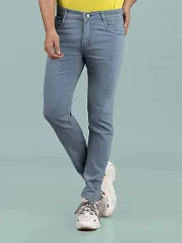 Stylish Grey Denim Solid Mid-Rise Jeans For Men-thumb3