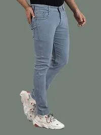 Stylish Grey Denim Solid Mid-Rise Jeans For Men-thumb2