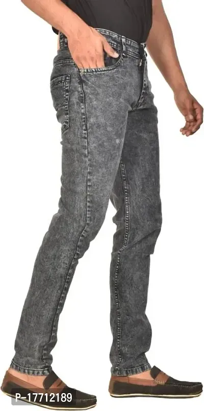 Comfortable Grey Denim Mid-Rise Jeans For Men