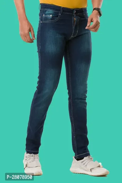 Stylish Green Denim Solid Mid-Rise Jeans For Men-thumb3