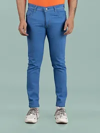 Stylish Blue Denim Solid Mid-Rise Jeans For Men-thumb4