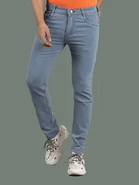 Stylish Grey Denim Solid Mid-Rise Jeans For Men-thumb3