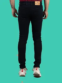 Stylish Black Denim Solid Mid-Rise Jeans For Men-thumb1